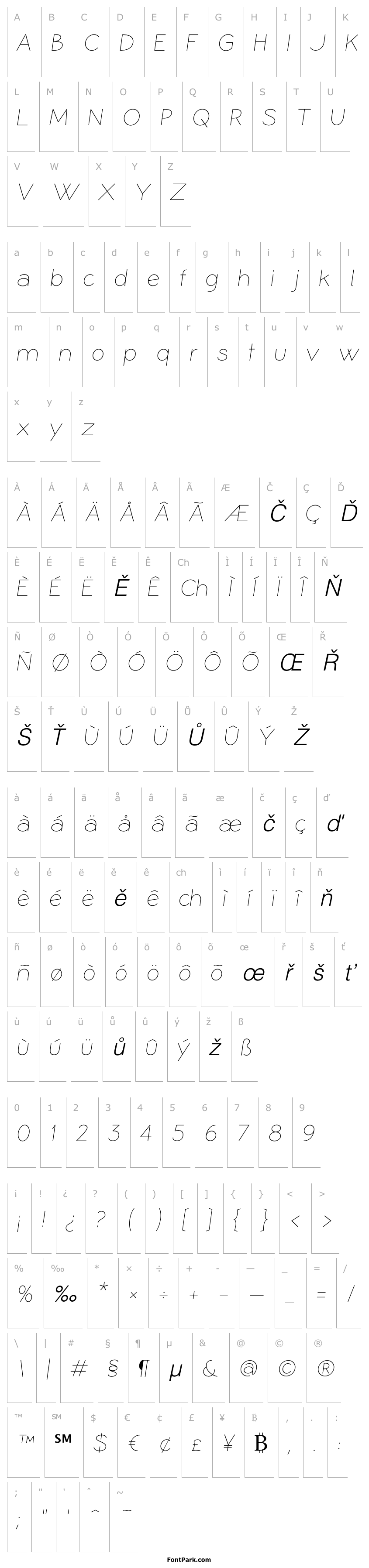 Přehled Coamei Light-Italic