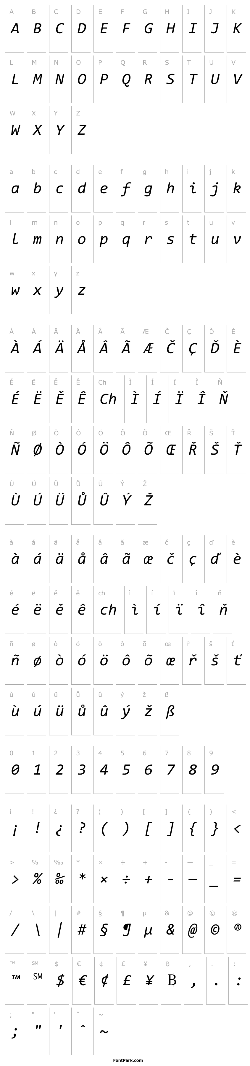 Přehled Code New Roman Italic