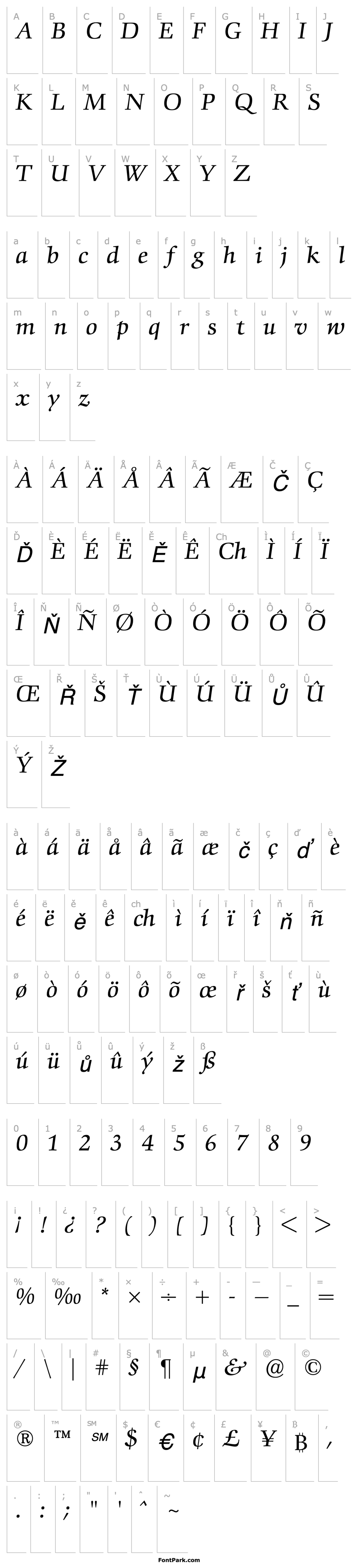 Přehled ComeniusAntiqua-Italic