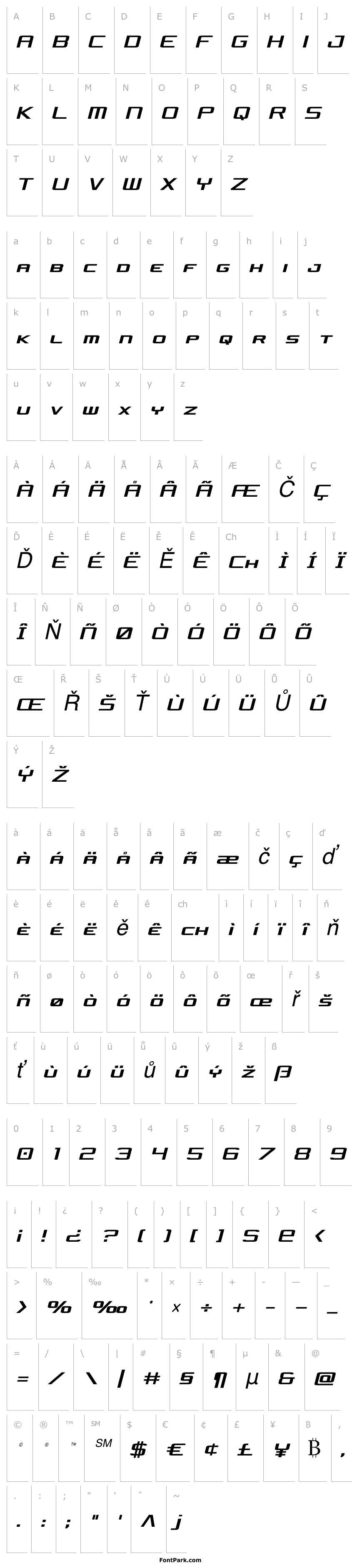 Overview Concielian Jet Condensed Semi-Italic