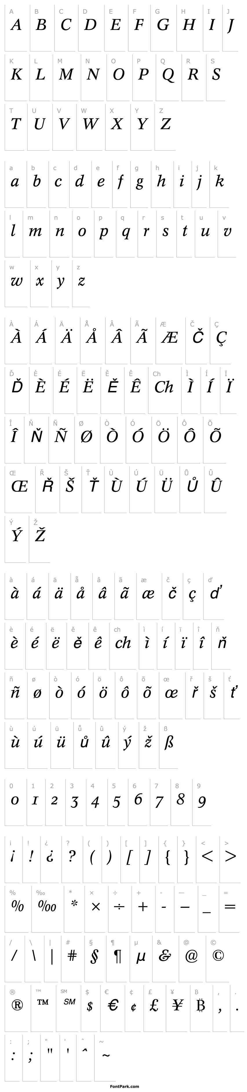 Přehled Concorde BE Italic with Oldstyle Figures