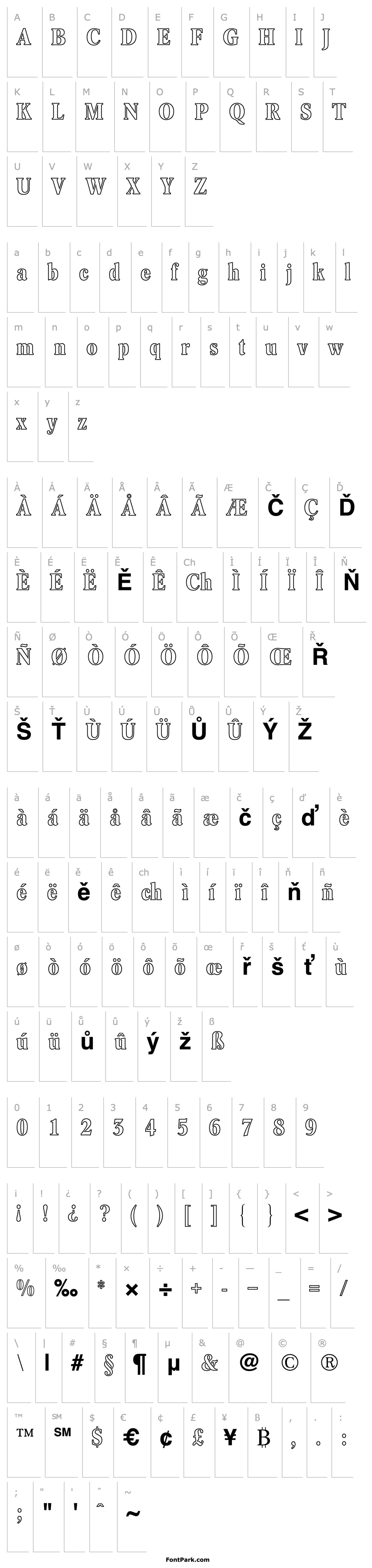 Přehled Concorde (R) Bold Condensed Outline