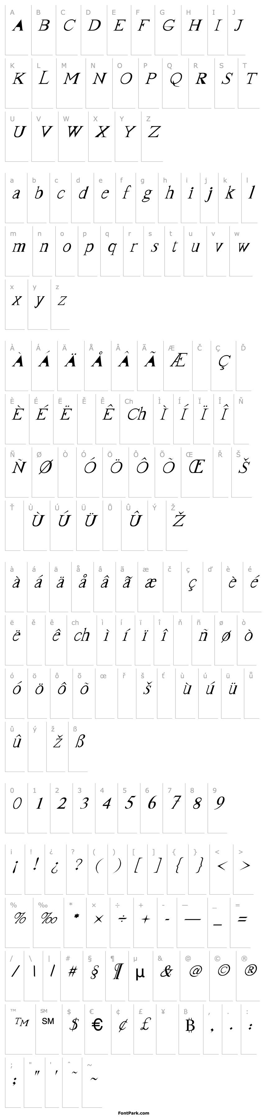 Přehled Coogan Italic