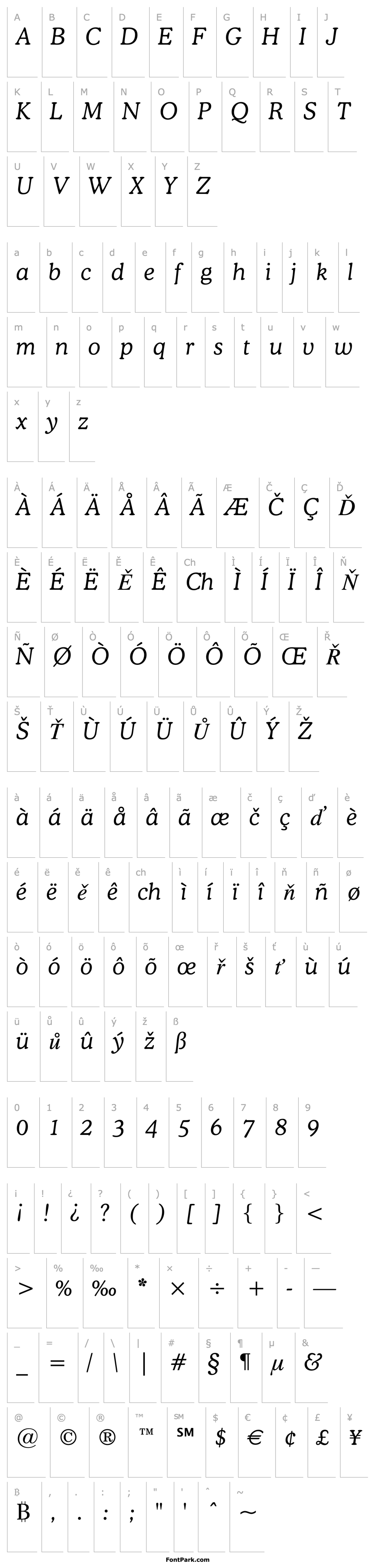 Overview Cooper Light Italic BT