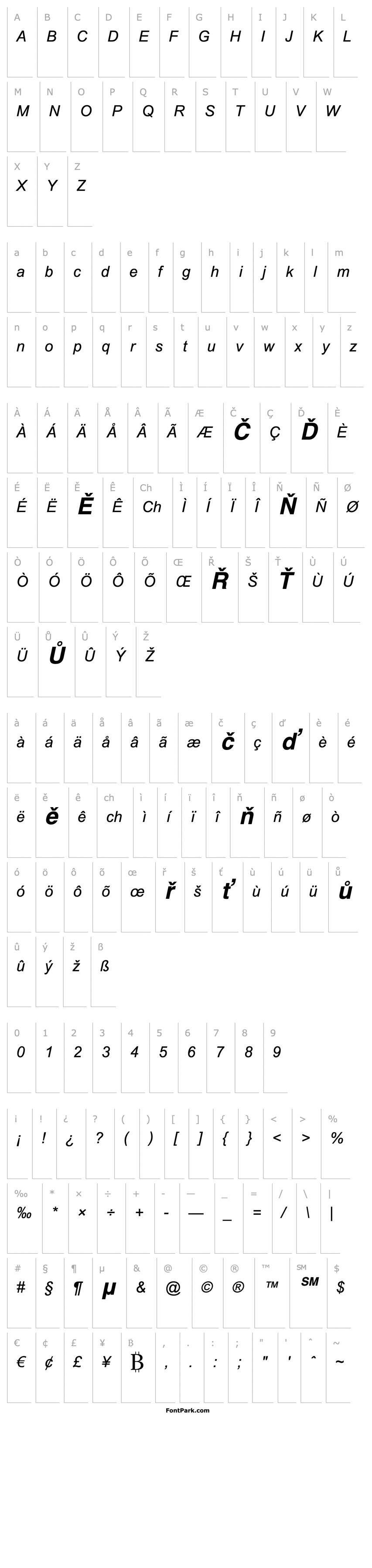 Overview CordiaUPC Bold Italic