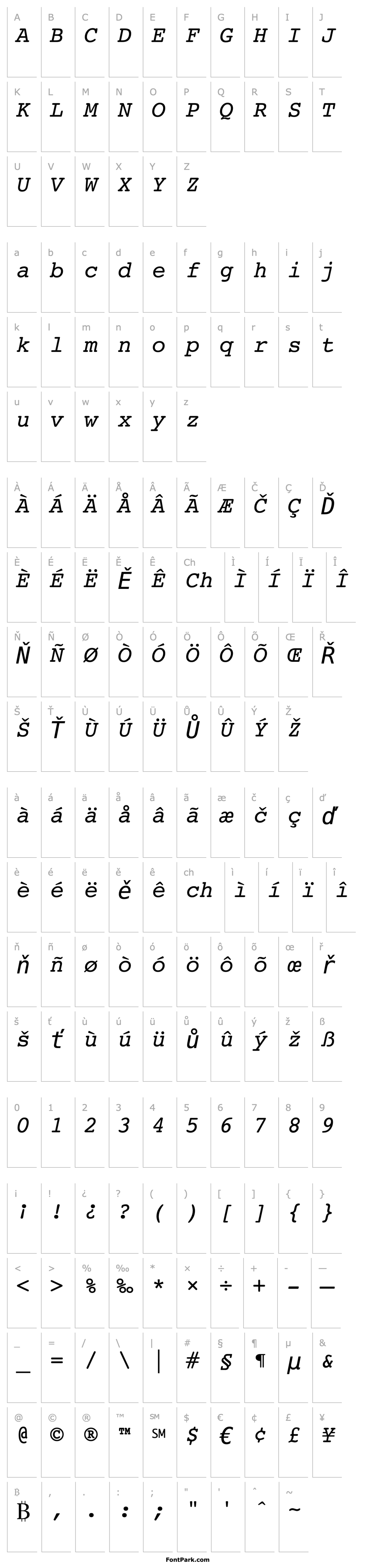 Overview Courier Italic SWA