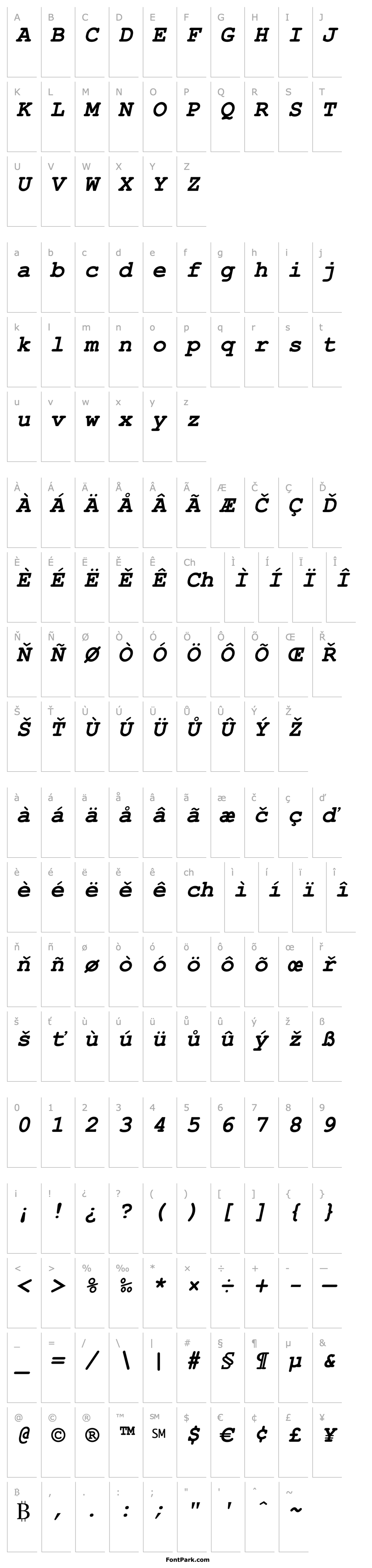 Overview Courier New Bold Italic