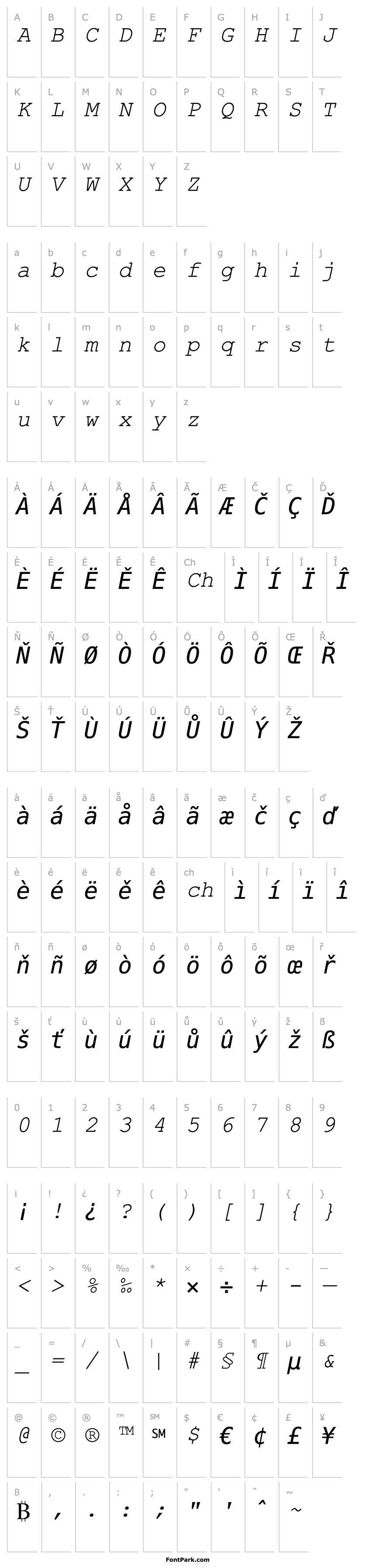 Overview Courier New Cyr Italic