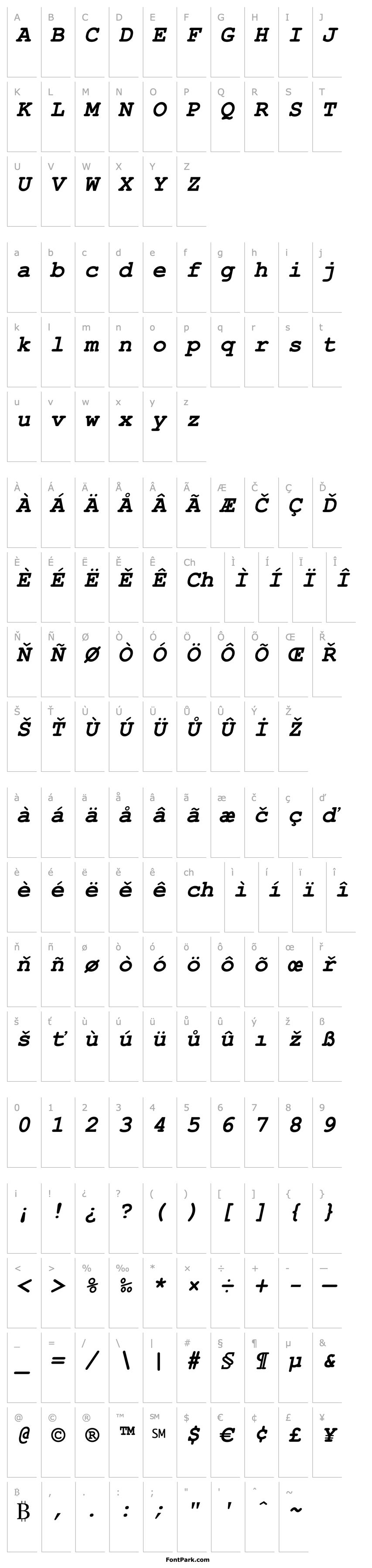 Overview Courier New Digiscream  Bold Italic