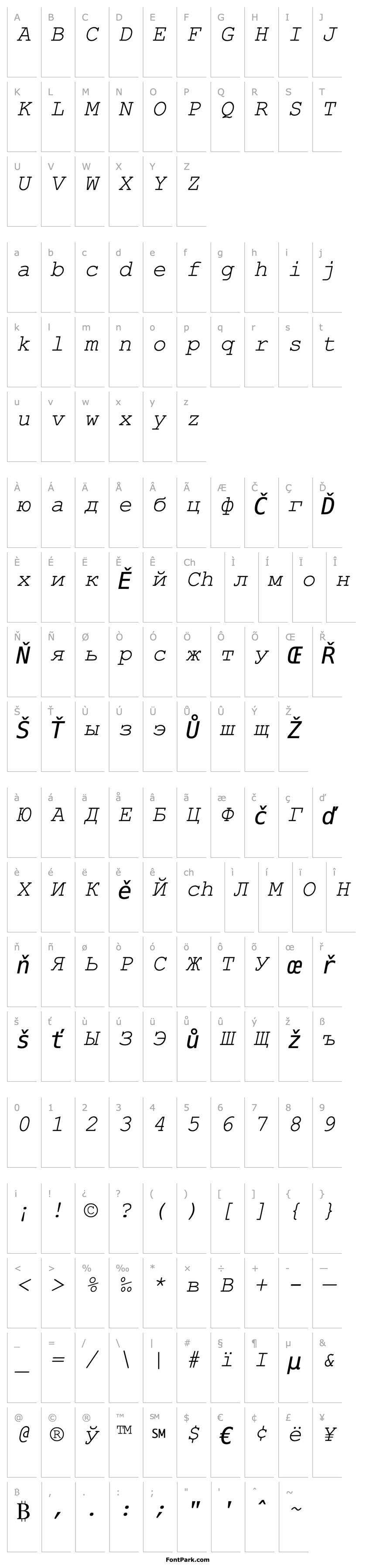 Overview Courier New KOI8 Italic