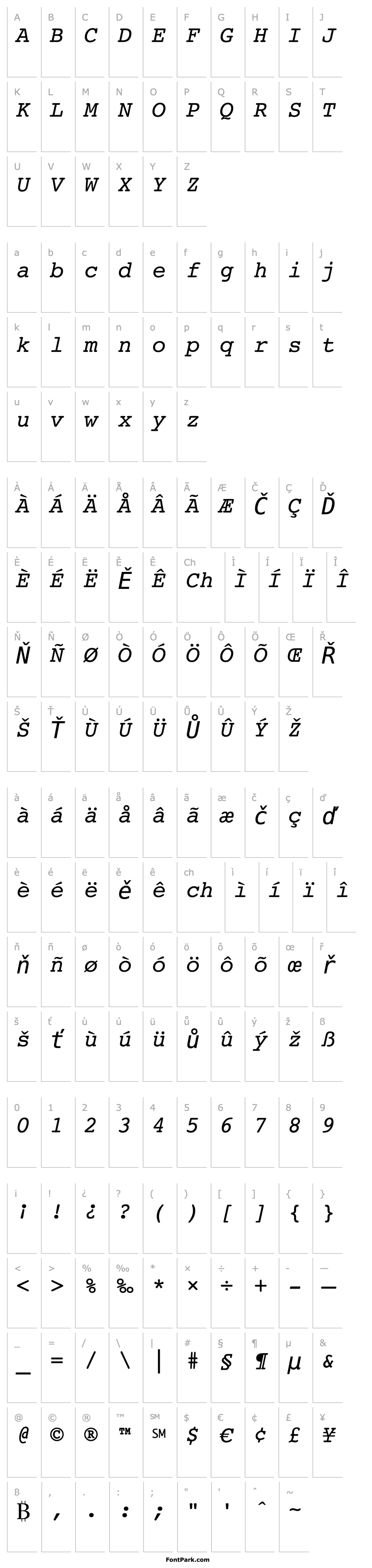 Overview Courier10PitchBT-Italic