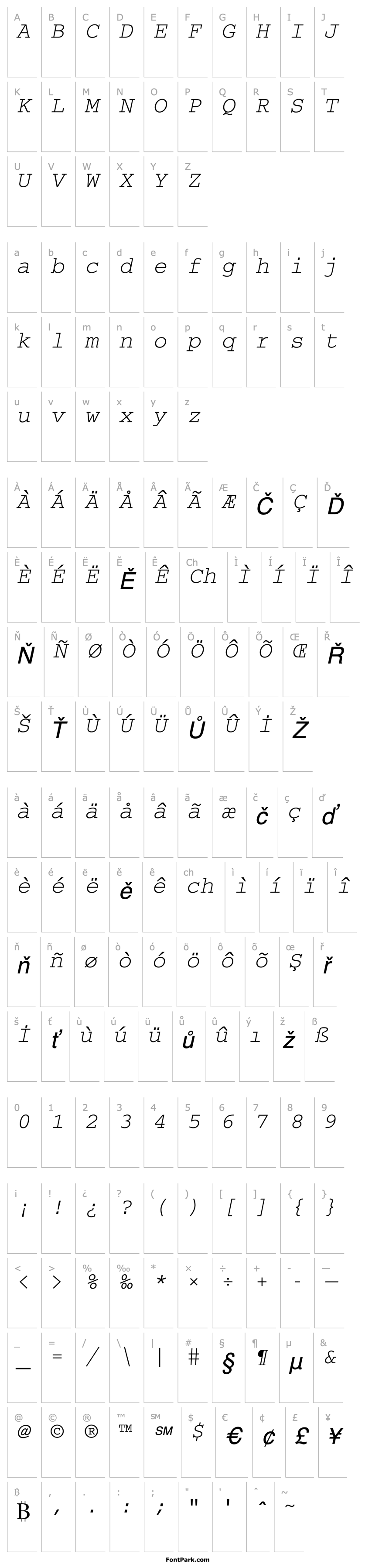 Overview Courier2 Normal-Italic