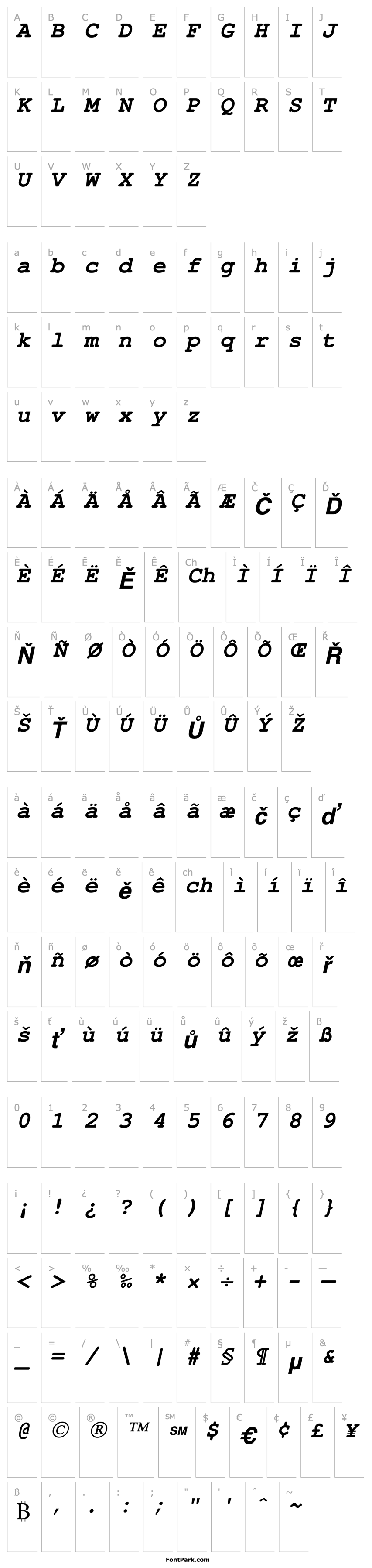 Overview CourierSH Bold Oblique