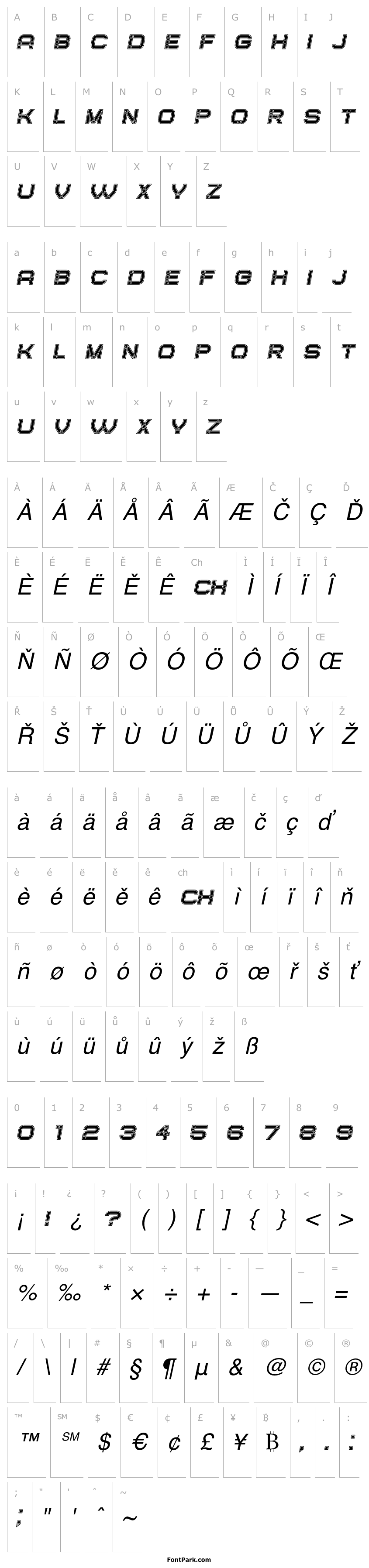 Přehled Created Filled Italic