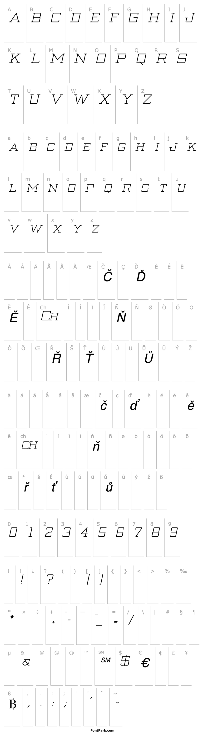 Přehled Creenay Italic