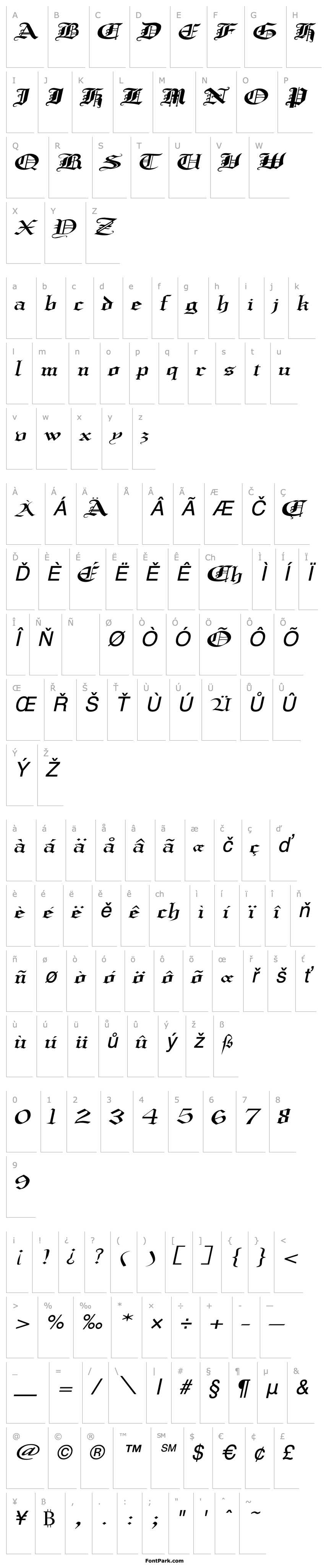 Přehled CrusaderGothicExtended Italic