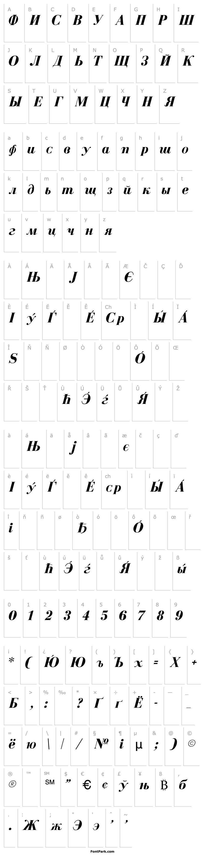 Přehled Cyrillic-Bold-Italic