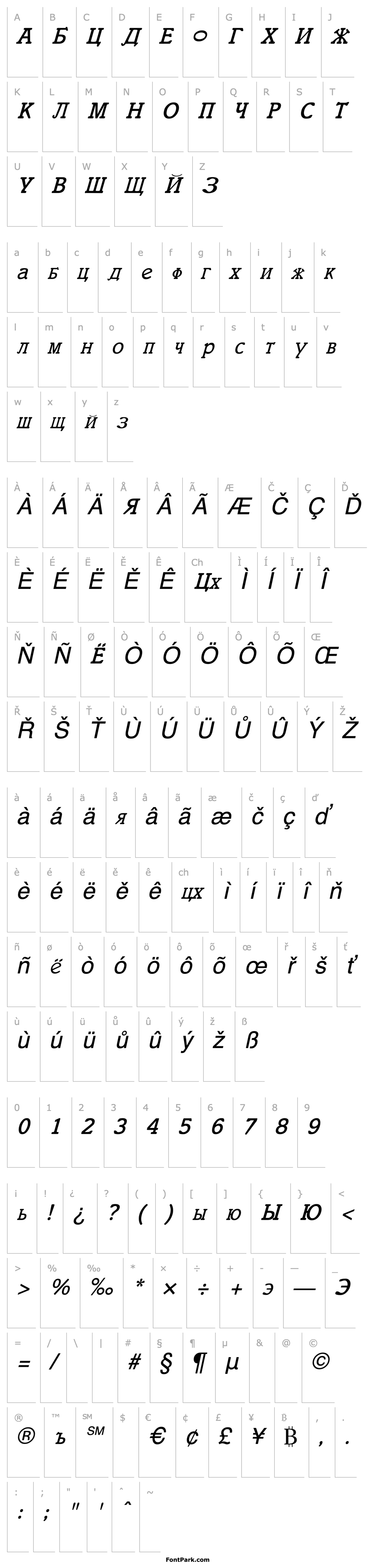 Přehled Cyrillic Italic