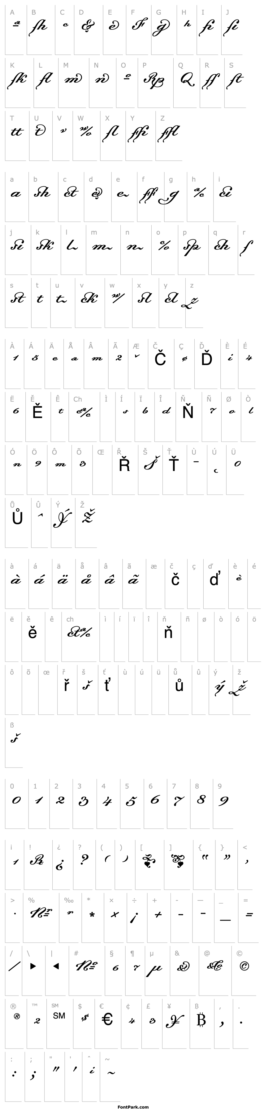 Přehled Dalliance Script Ligatures