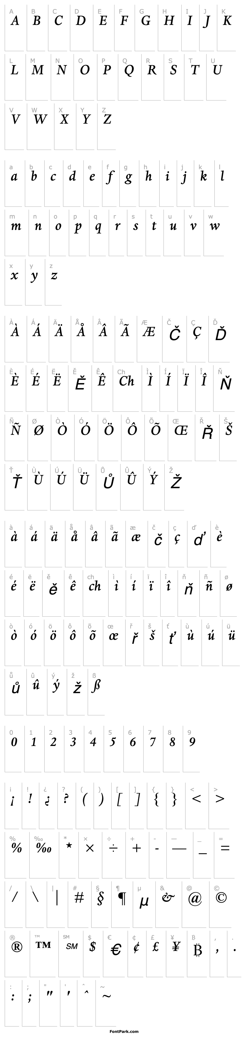 Overview DanteMT-Medium Italic