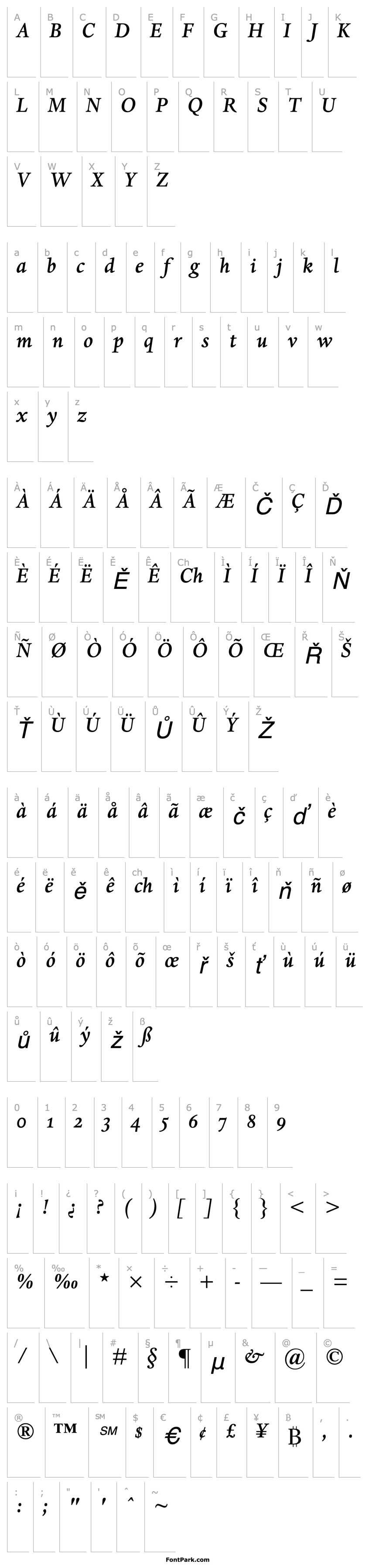 Přehled DanteMTOldstyleFigures-Medium Italic