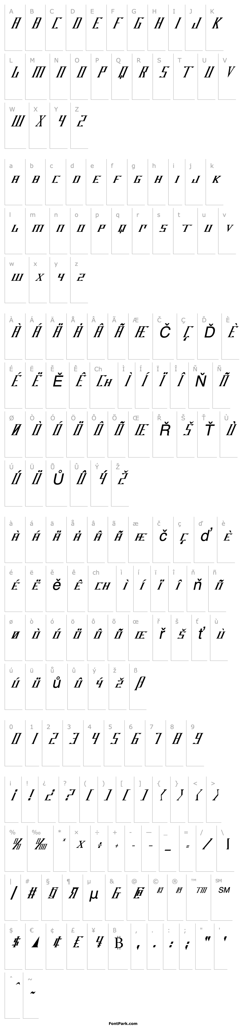 Přehled DarkWind Condensed Italic