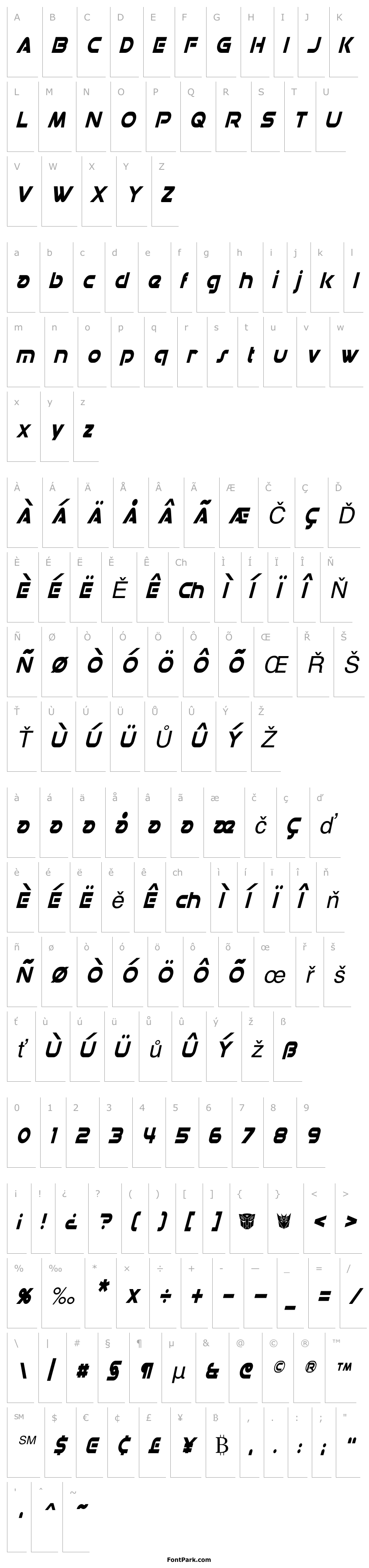 Přehled Datacron Condensed Italic