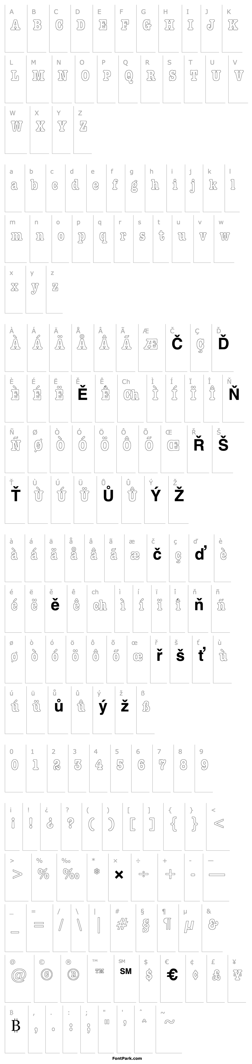 Přehled DatelineCondensedOutline Bold