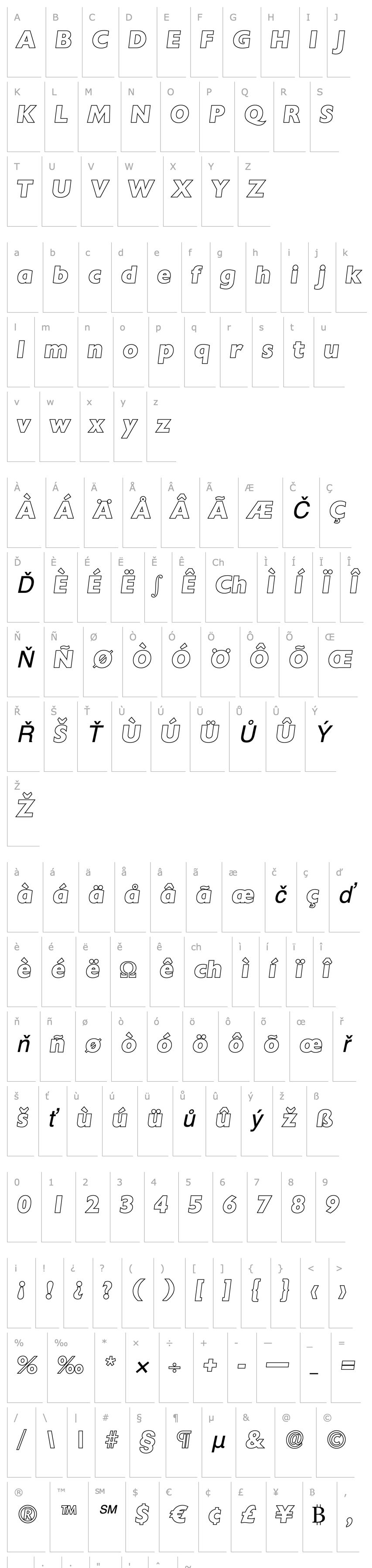 Přehled DavidBeckerOutline-ExtraBold Italic