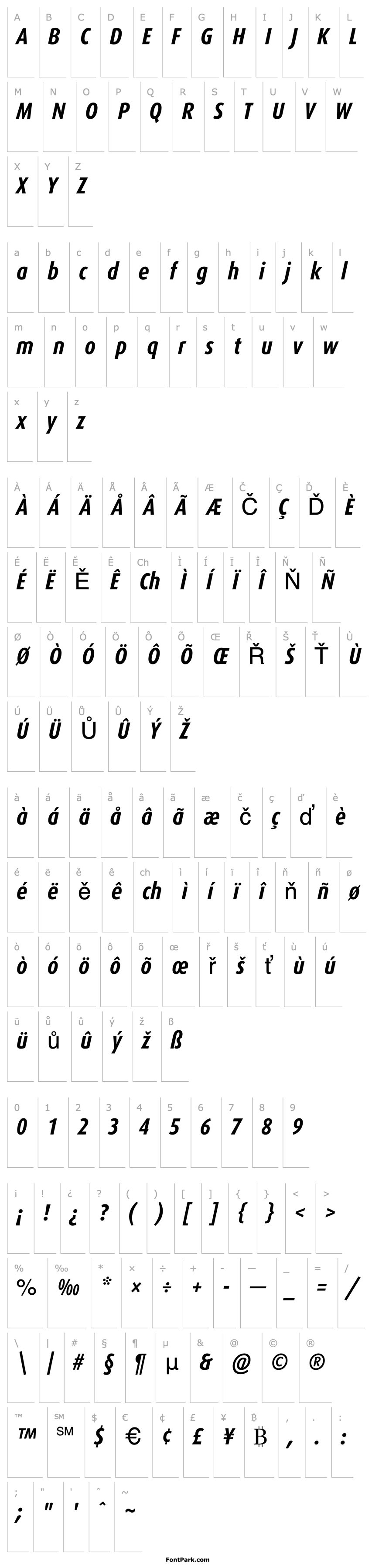 Overview DaxCondensed-BoldItalic