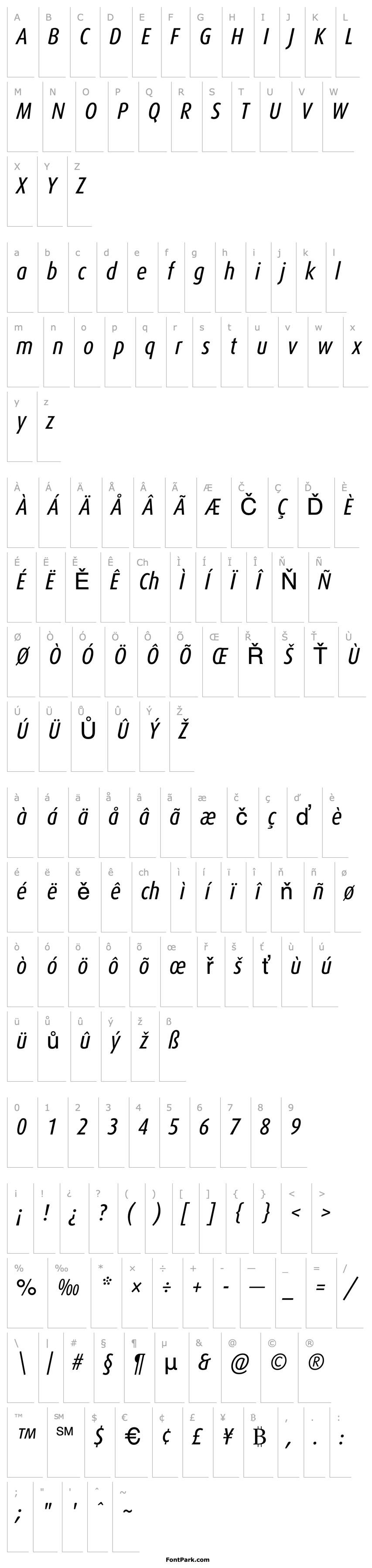 Přehled DaxCondensed-RegularItalic