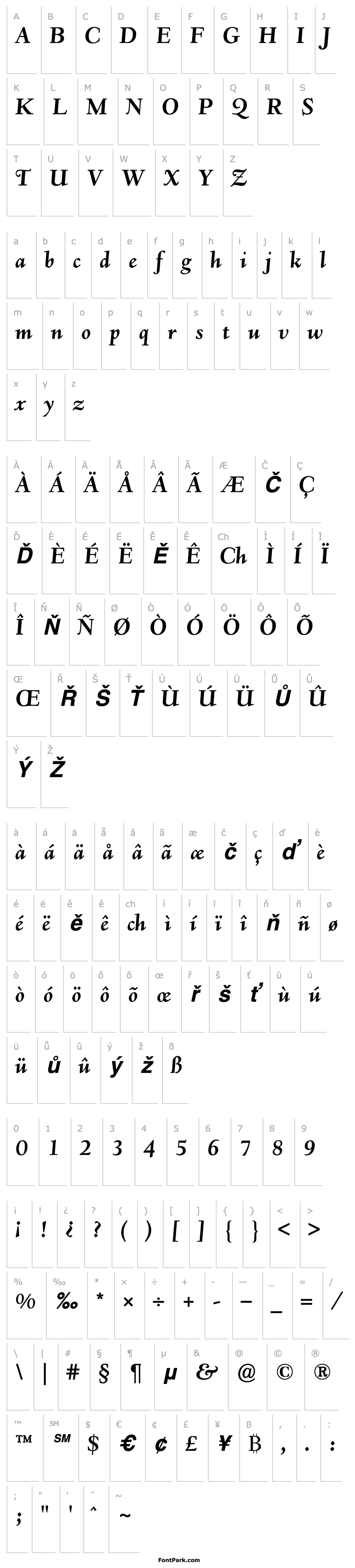 Přehled Deepdene Bold Italic