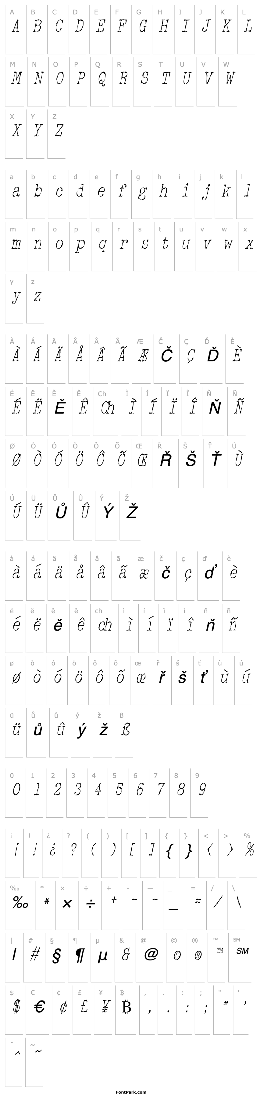 Přehled DetectiveCondensed Italic