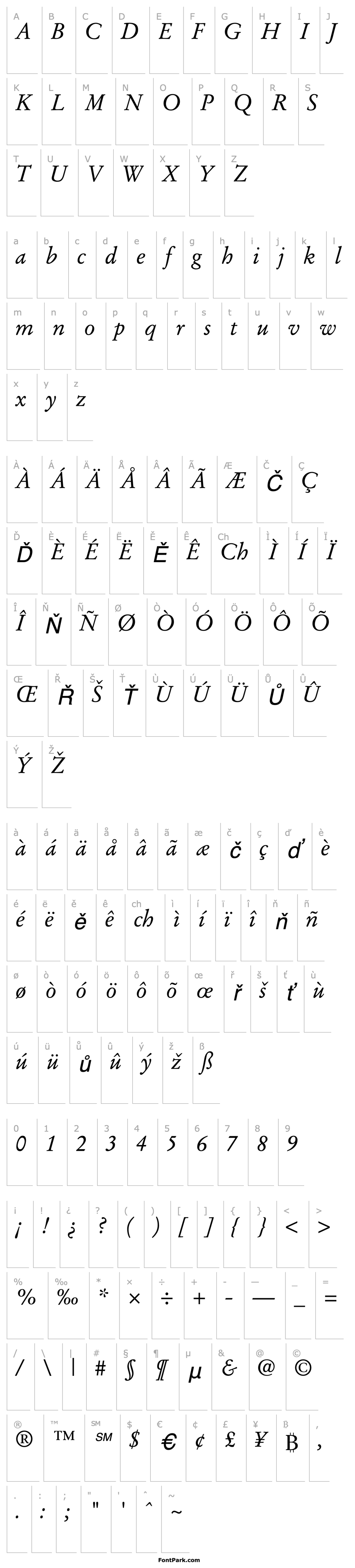 Přehled Deutch Garamond SSi Italic