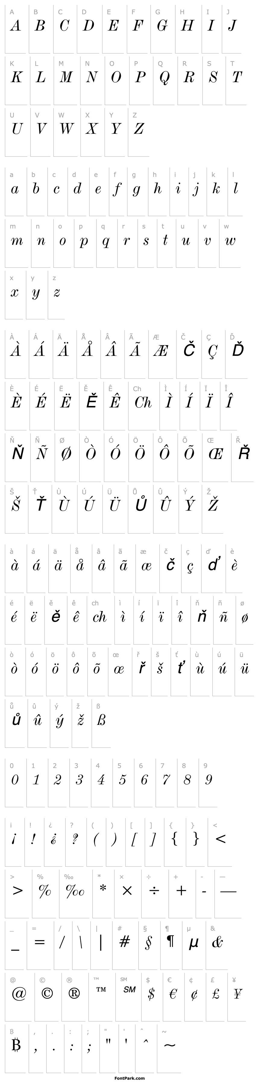 Overview DeVinneBT-Italic