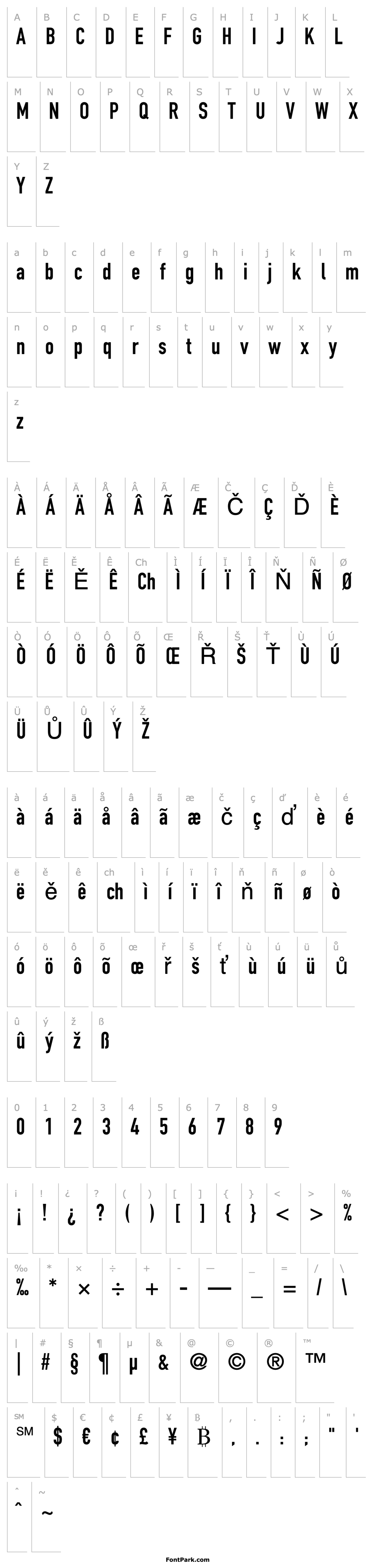 Overview DIN 1451 Engschrift LT