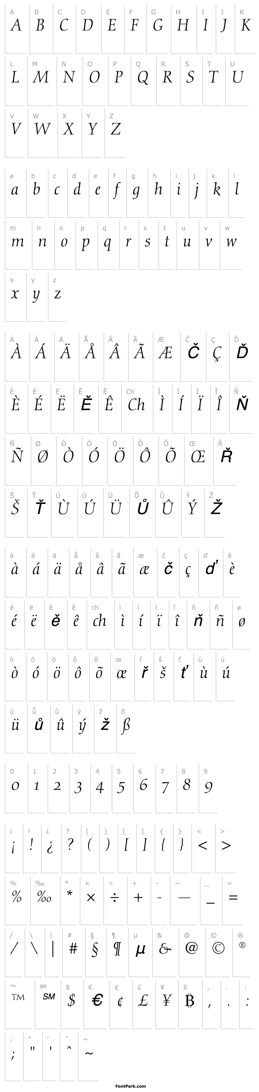 Overview Diotima Italic Oldstyle Figures