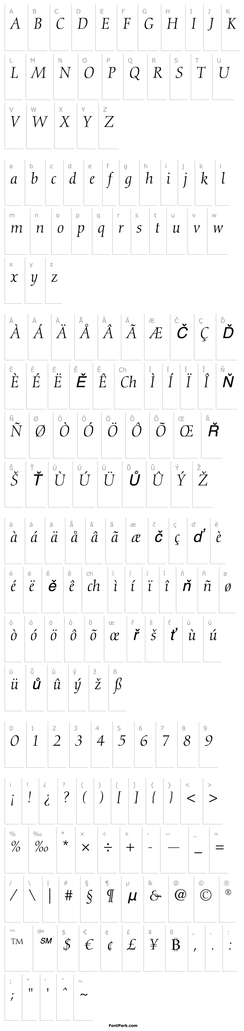 Overview Diotima LT Italic