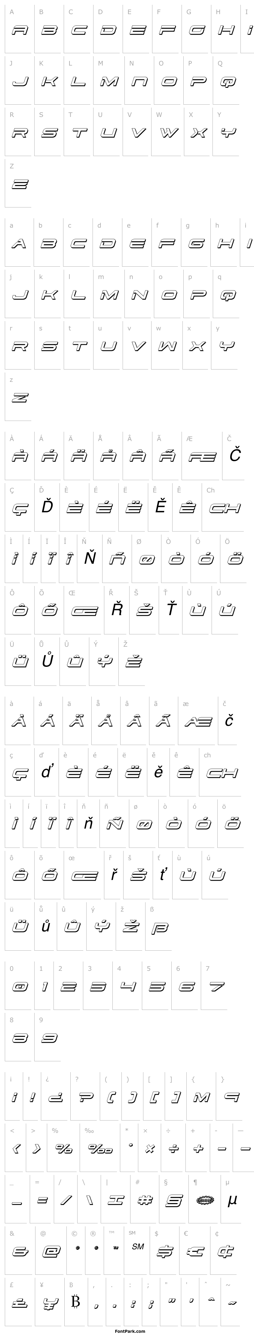 Overview Dodger 3D Italic
