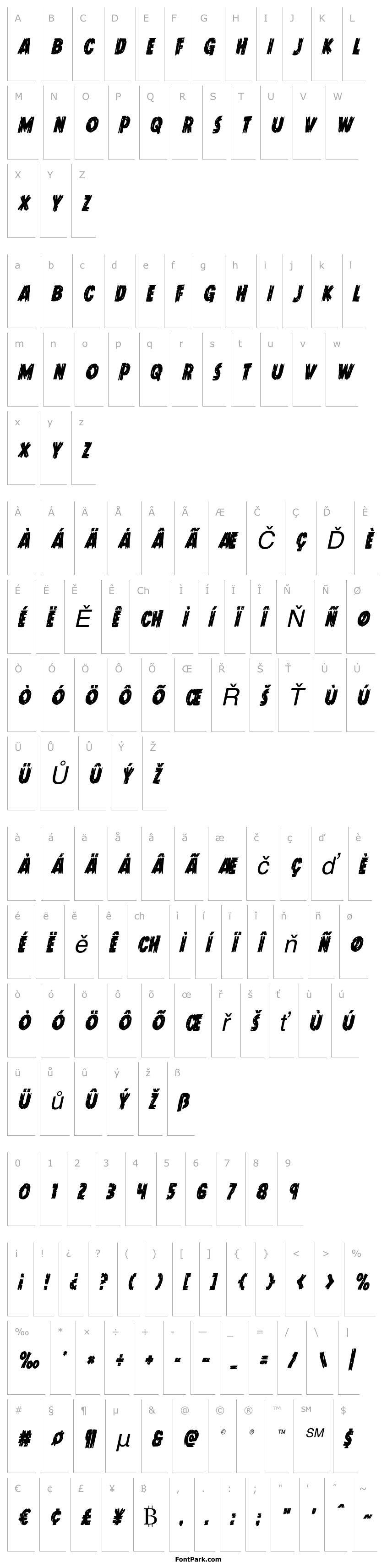 Přehled Dokter Monstro Condensed Italic