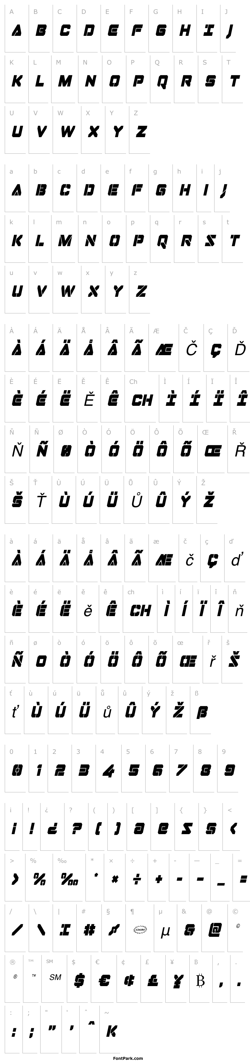 Přehled Domino Jack Condensed Italic Condensed Italic