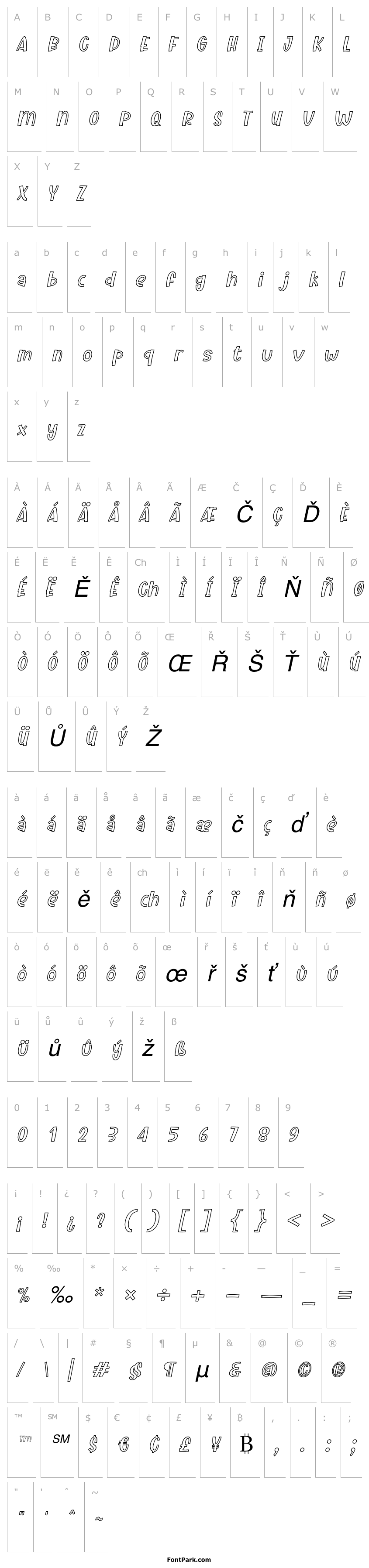 Přehled Dotuku Outline Italic