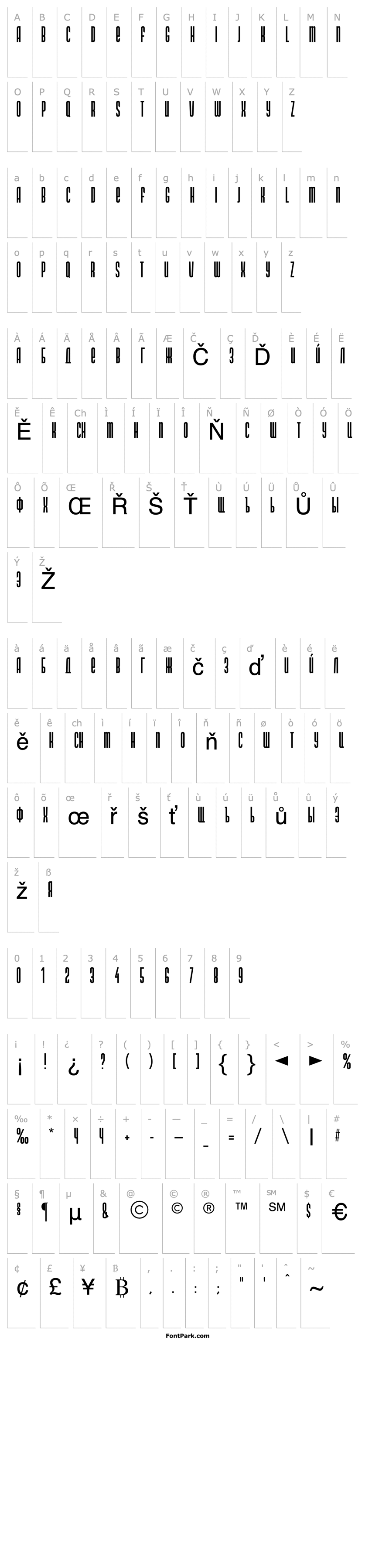 Přehled DS Narrow Extra-condensed Medium