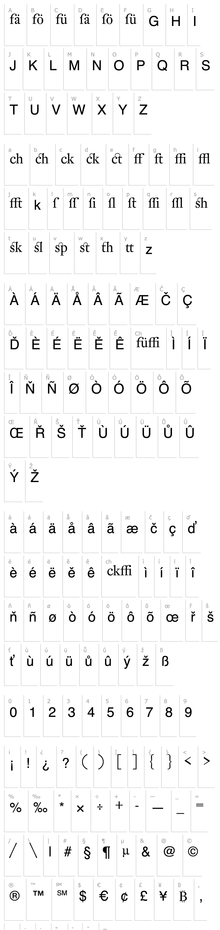 Overview DTLFleischmannDisplay-Ligatures