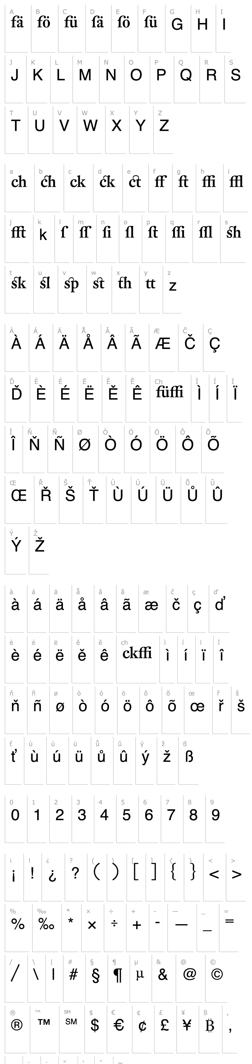 Overview DTLFleischmannDisplay-MediumLigatures