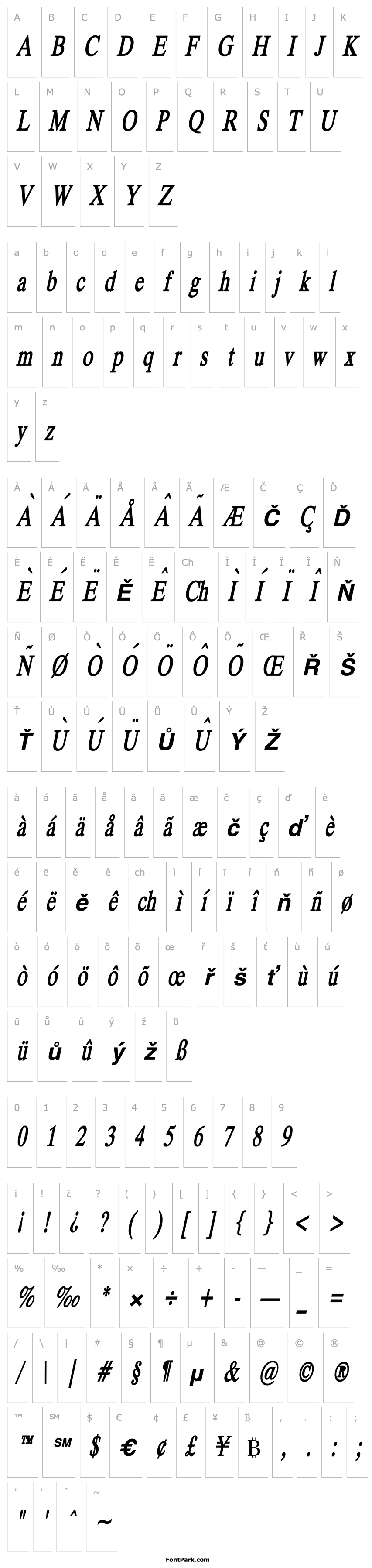 Overview Duke Condensed Bold Italic