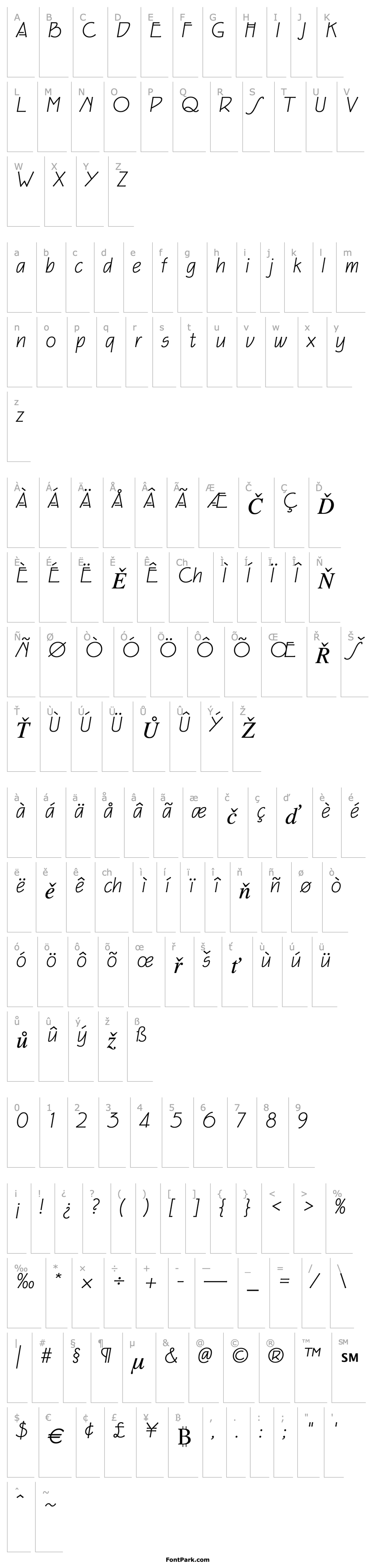 Přehled Eaglefeather-Light Italic