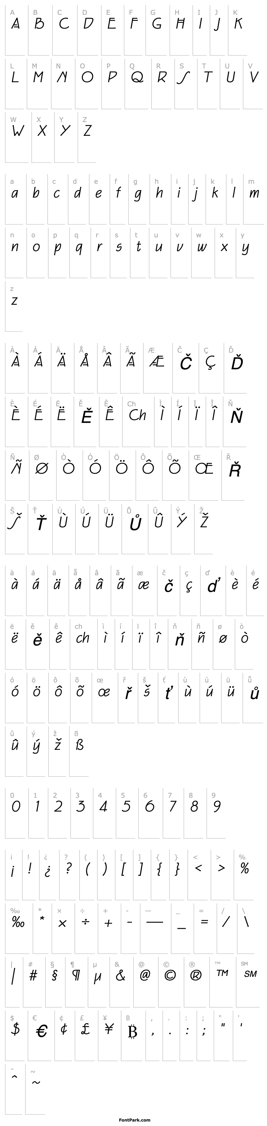 Přehled Eaglefeather-RegularItalic