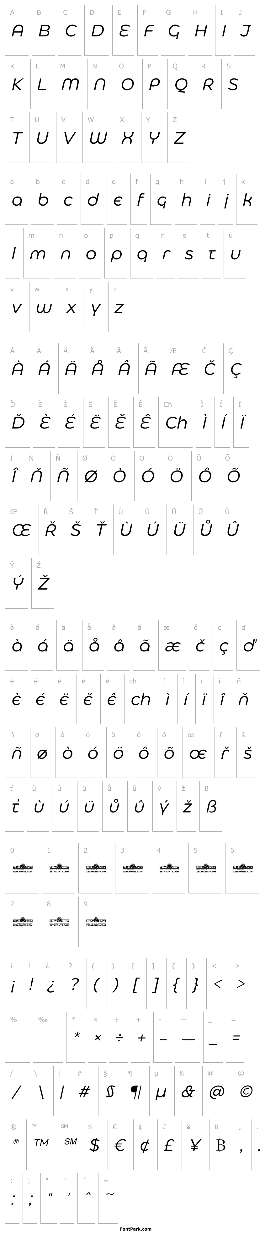 Přehled Eastman Alternate Trial Italic