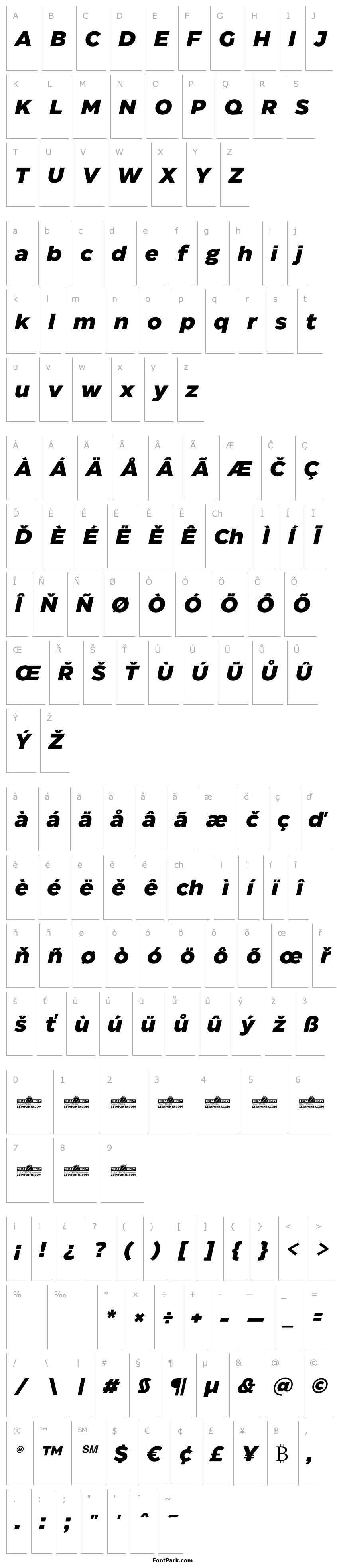 Přehled Eastman Trial Extrabold Italic